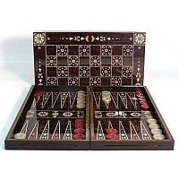 Backgammon Flowered Decoupage Backgammon with Chessboard Back. 19`